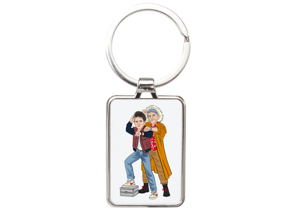 Back to the Future Keychains - 80s Movie Theme Cartoon Graphic Gift Keyrings