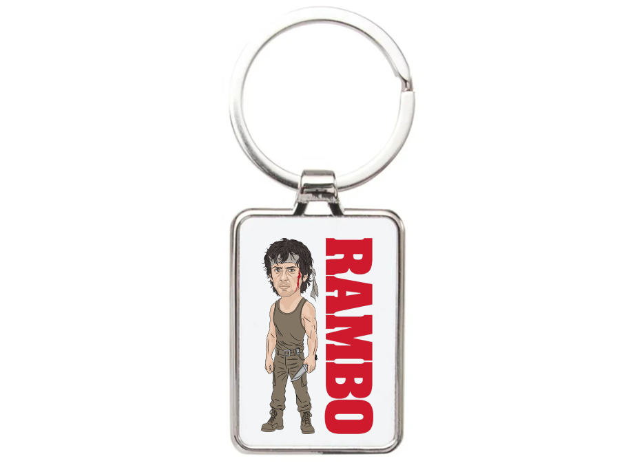 Rambo 80s Keychains - Movie Theme Cartoon Graphic Keyrings for Perfect Gifts