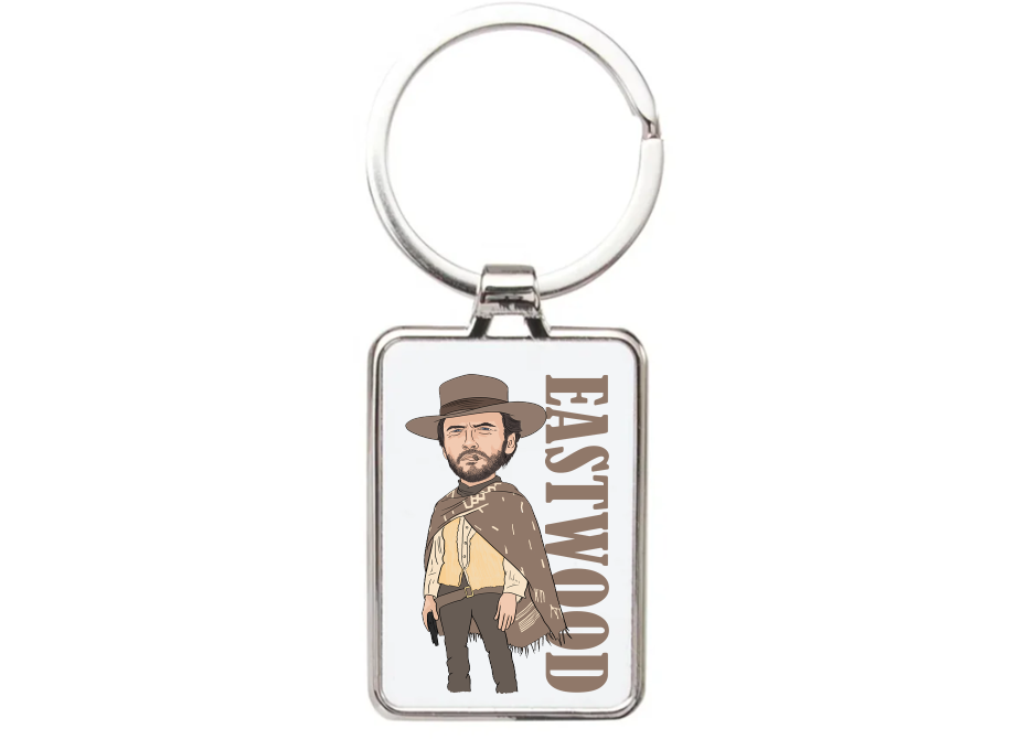Clint Eastwood Movie Theme Cartoon Graphic Keyring - Unique Clint Eastwood Keyring