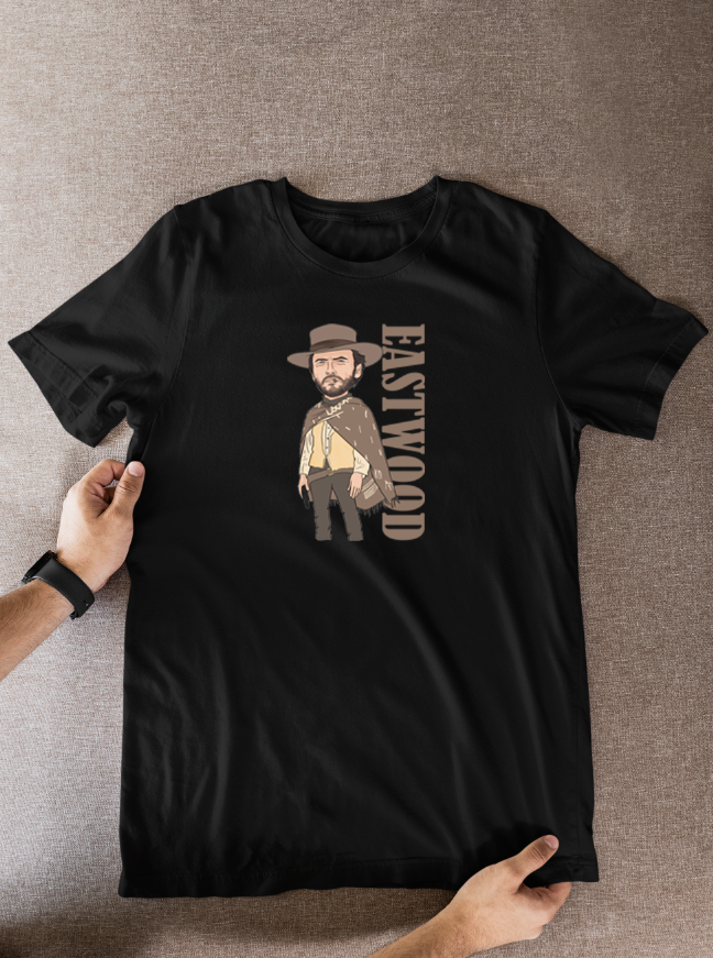 Clint Eastwood Cartoon T-Shirt: Iconic Movie Theme Fan Wear