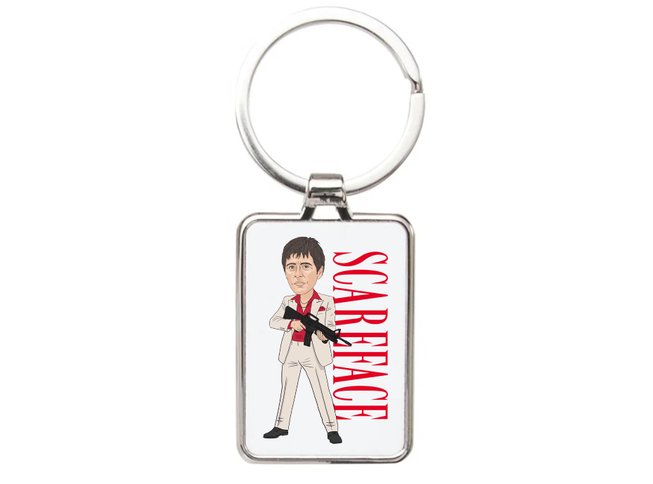 Scarface Cartoon Keychain - Graphic Art Acrylic Keyring