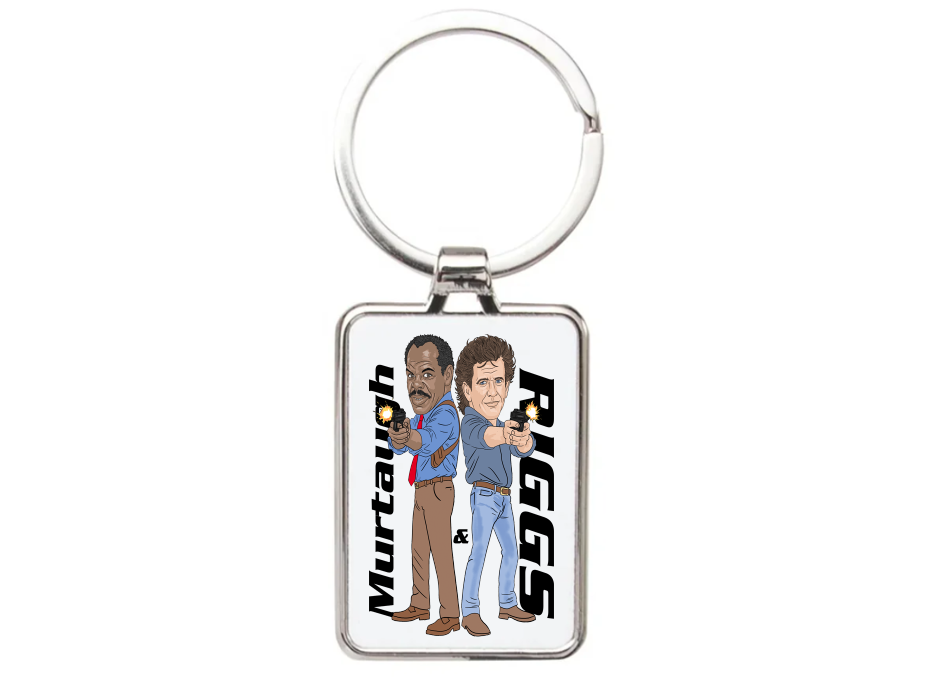 Lethal Weapon Keychain Murtaugh and Riggs Movie Cartoon Graphic Art Acrylic Keyring