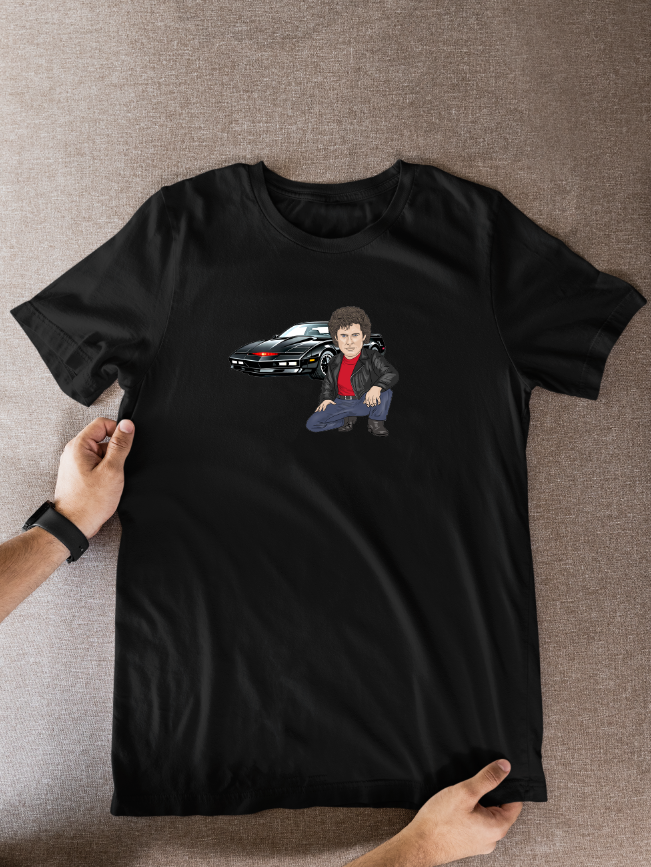 Knight Rider David Hasselhoff 80s Tv theme Cartoon Graphic T-Shirt: Fan Wear