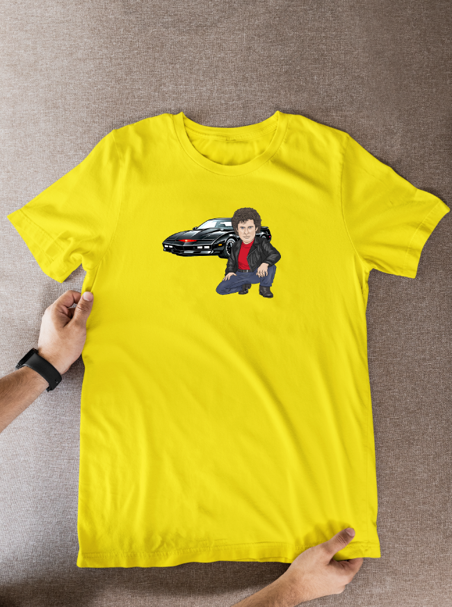 Knight Rider David Hasselhoff 80s Tv theme Cartoon Graphic T-Shirt: Fan Wear