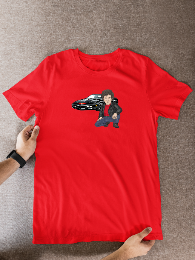 Knight Rider David Hasselhoff 80s Tv theme Cartoon Graphic T-Shirt: Fan Wear