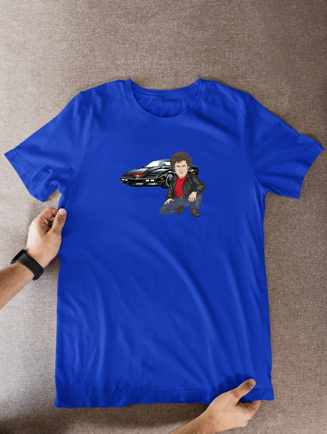 Knight Rider David Hasselhoff 80s Tv theme Cartoon Graphic T-Shirt: Fan Wear