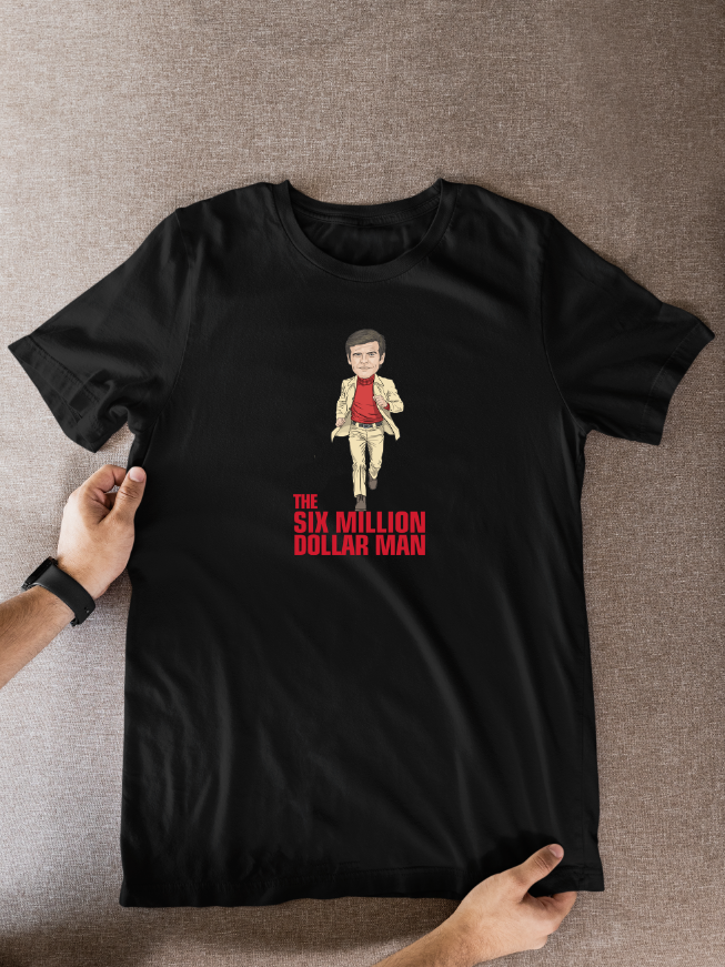 The Six Million Dollar Man 70s Tv theme Cartoon Graphic T-Shirt: Fan Wear