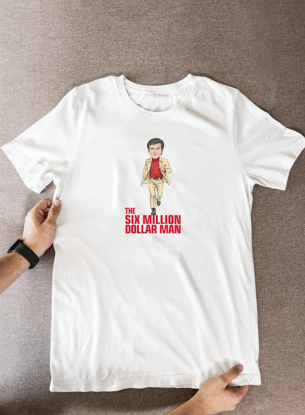 The Six Million Dollar Man 70s Tv theme Cartoon Graphic T-Shirt: Fan Wear