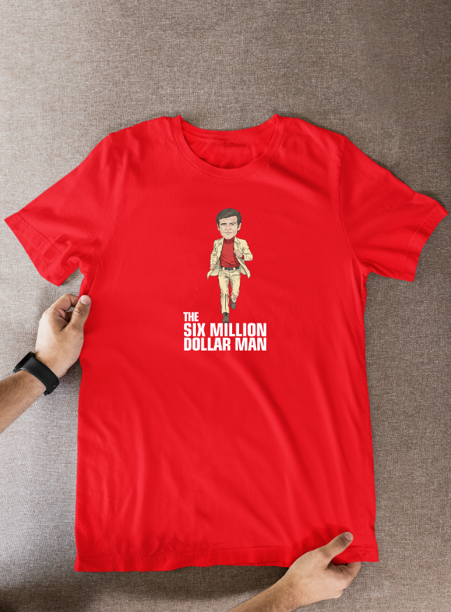 The Six Million Dollar Man 70s Tv theme Cartoon Graphic T-Shirt: Fan Wear