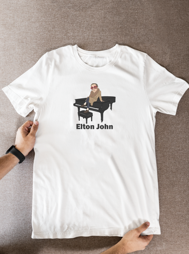 Elton John T-Shirt | Fun Cartoon Graphic Tee for Music Fans