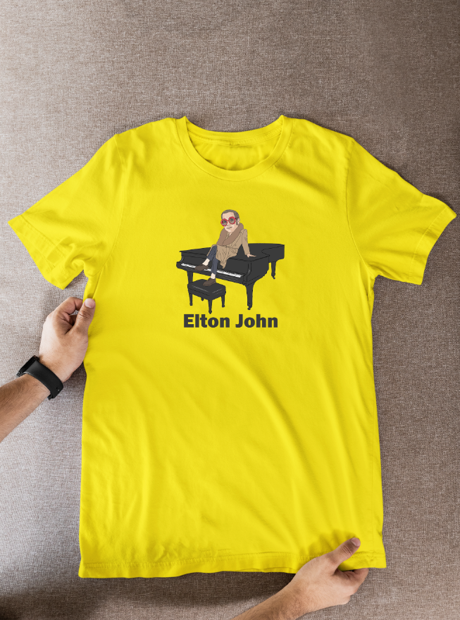 Elton John T-Shirt | Fun Cartoon Graphic Tee for Music Fans