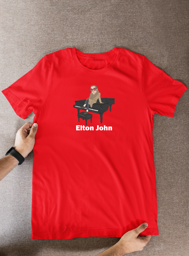 Elton John T-Shirt | Fun Cartoon Graphic Tee for Music Fans