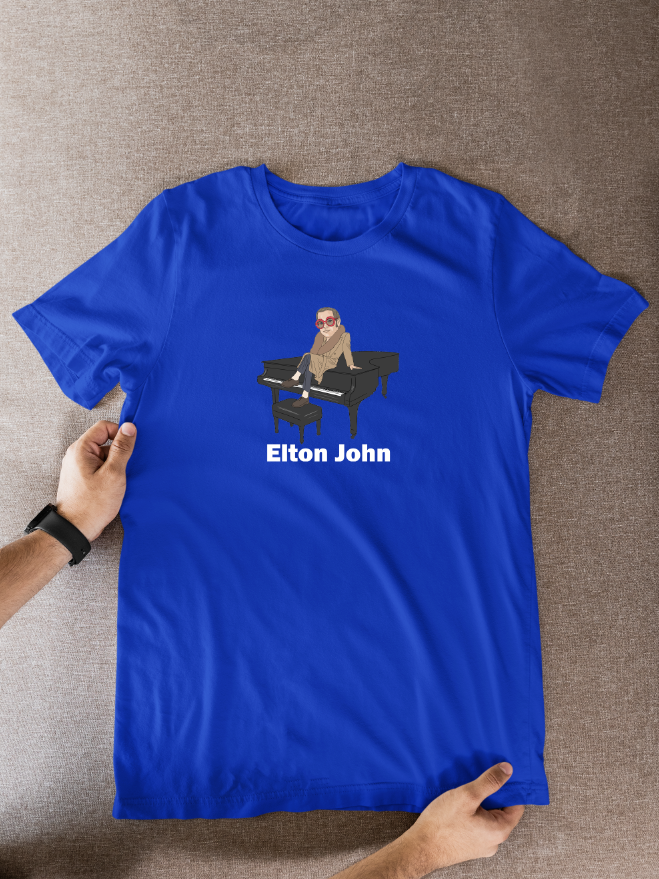 Elton John T-Shirt | Fun Cartoon Graphic Tee for Music Fans