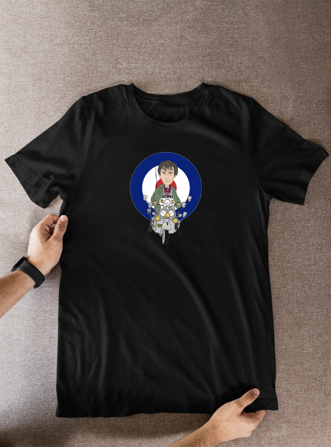 Quadrophenia Graphic T-Shirt Featuring Phil Daniels Cartoon Design for Fans