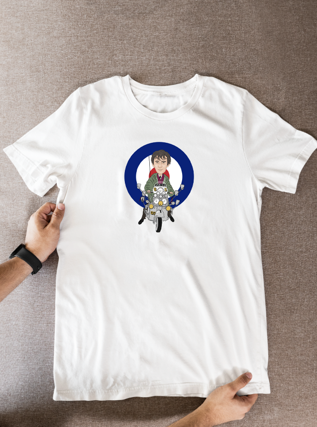 Quadrophenia Graphic T-Shirt Featuring Phil Daniels Cartoon Design for Fans