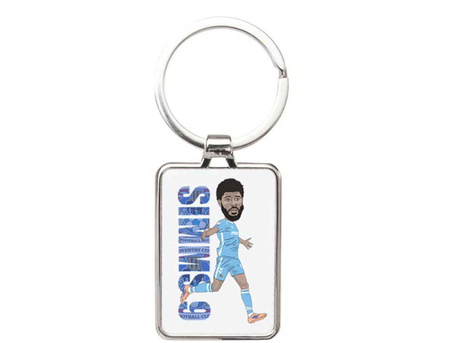 Ellis Simms Football Keychain - Coventry City Cartoon Graphic Art Acrylic Keyring