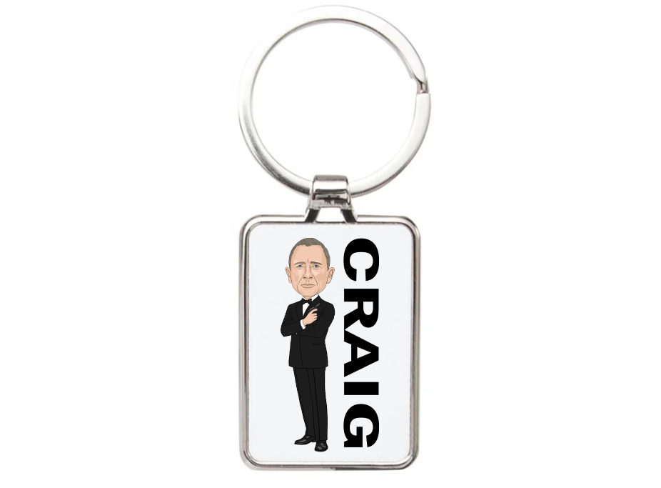 James Bond Movie Cartoon Graphic Art Keyring - Stylish James Bond Keyring for Fans