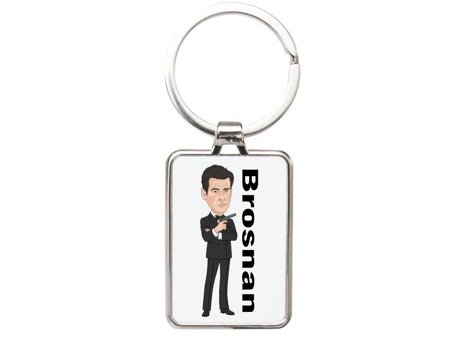 James Bond Movie Cartoon Graphic Art Keyring - Stylish James Bond Keyring for Fans