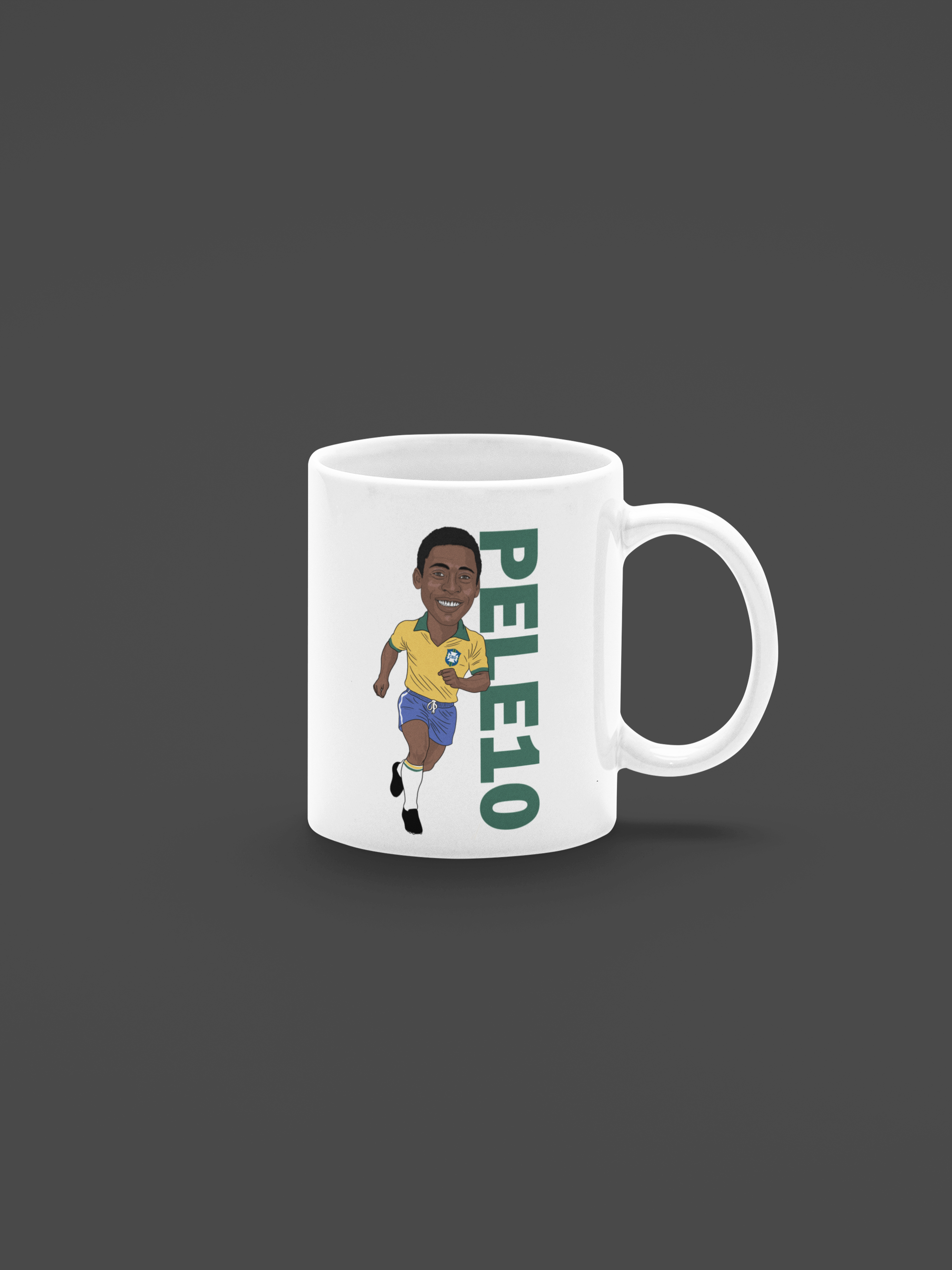 Pele Brazil Football Mug - Unofficial Cartoon Graphic Art Featuring Pele Football Mug