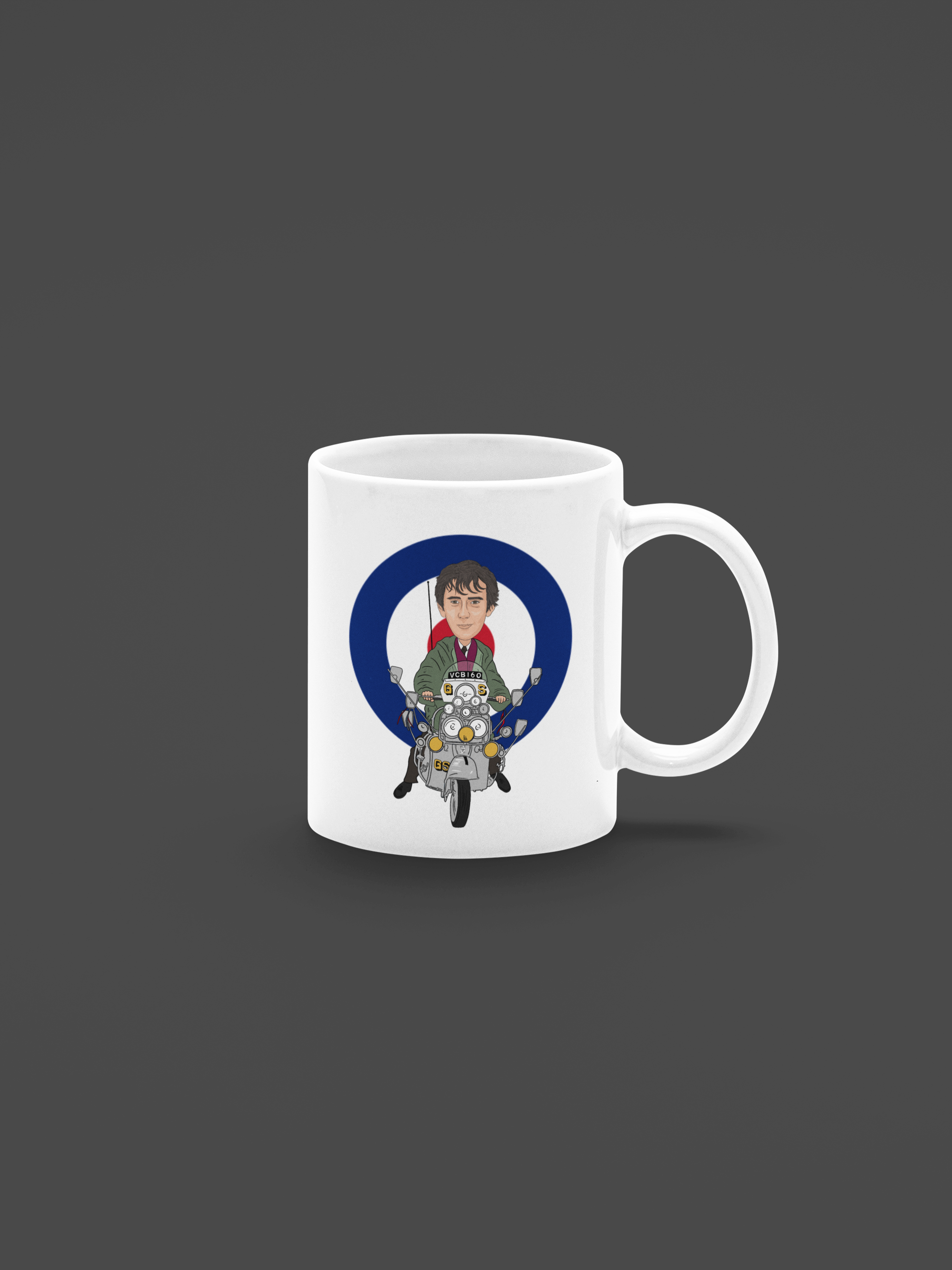 Quadrophenia Mug - Unique Cartoon Design Featuring Phil Daniels Graphic Art