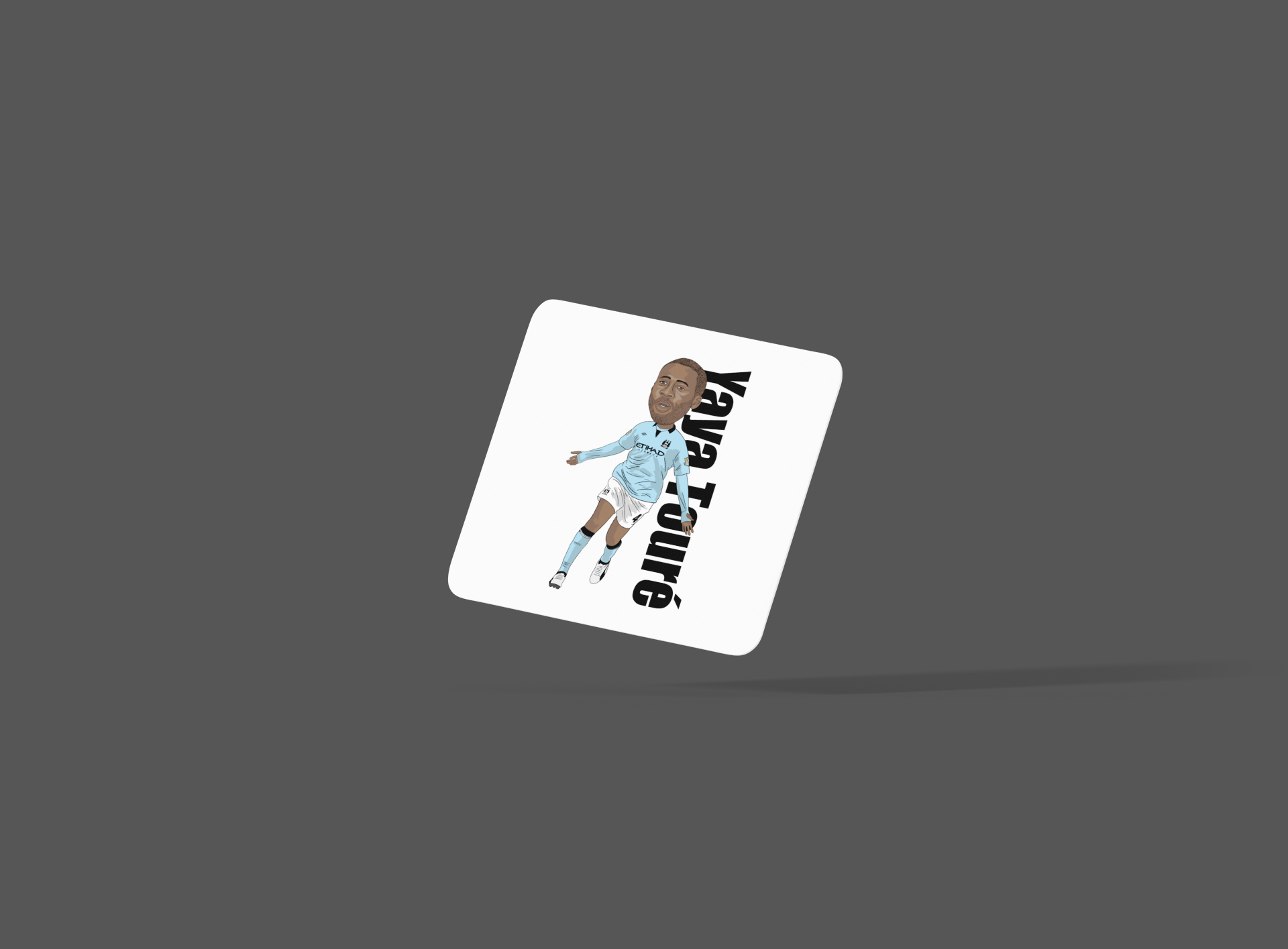 Yaya Touré Manchester City Football Cartoon Graphic MDF Coaster - Tcb Cartoon Printing