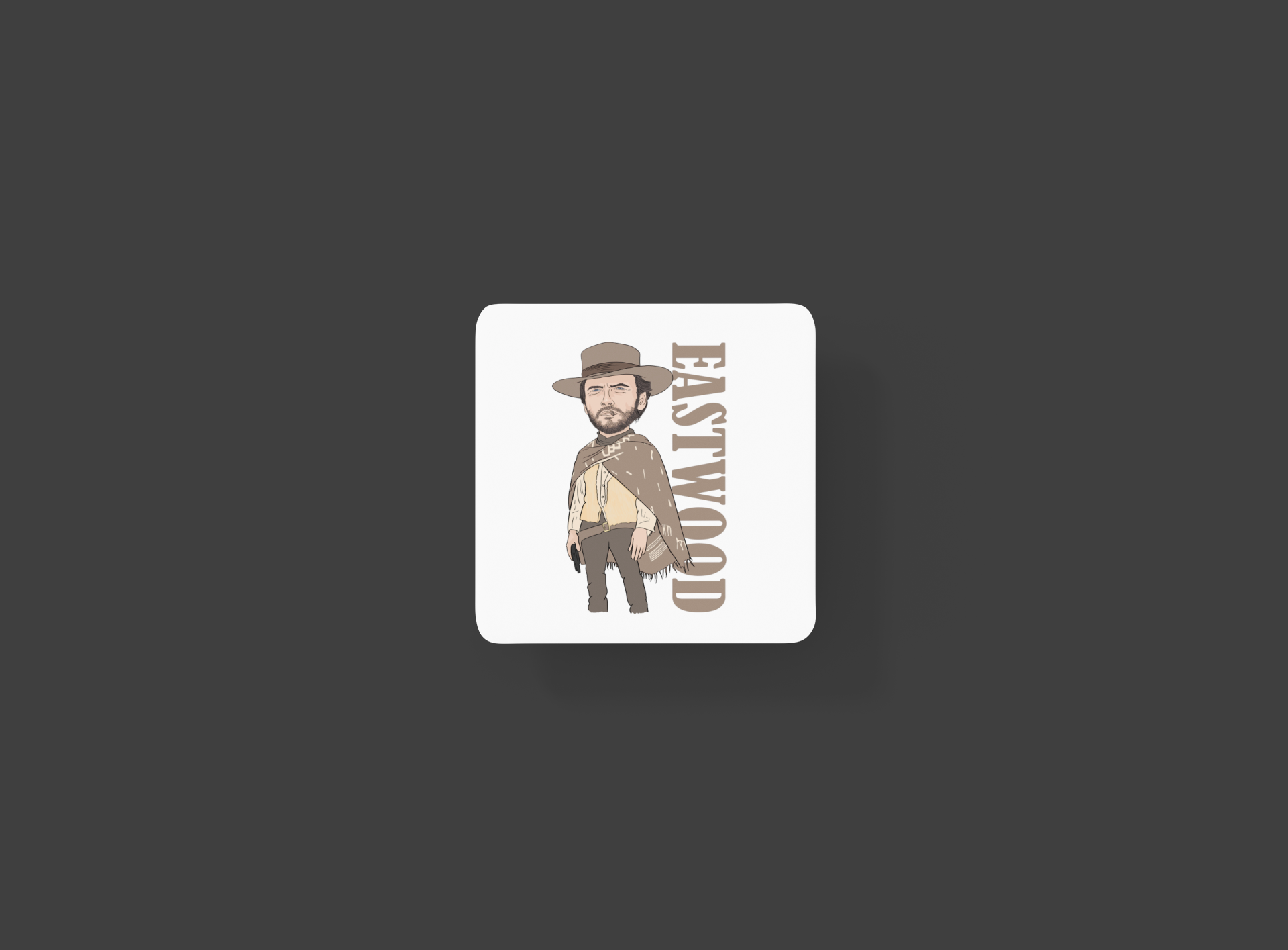 Clint Eastwood Coaster - Movie Theme Cartoon Graphic White Gift MDF Coaster