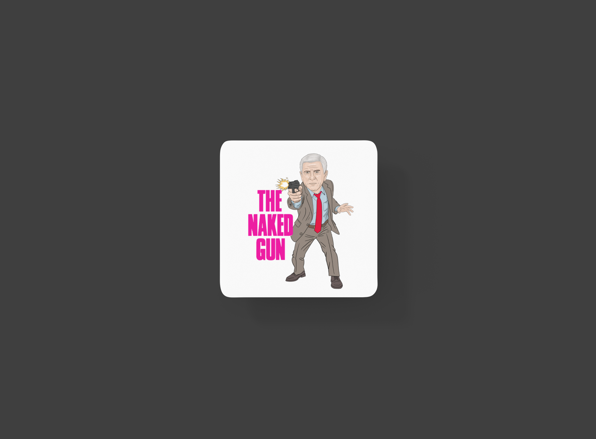 Naked Gun Coaster Leslie Nielsen Movie Theme Cartoon Graphic White Gift MDF