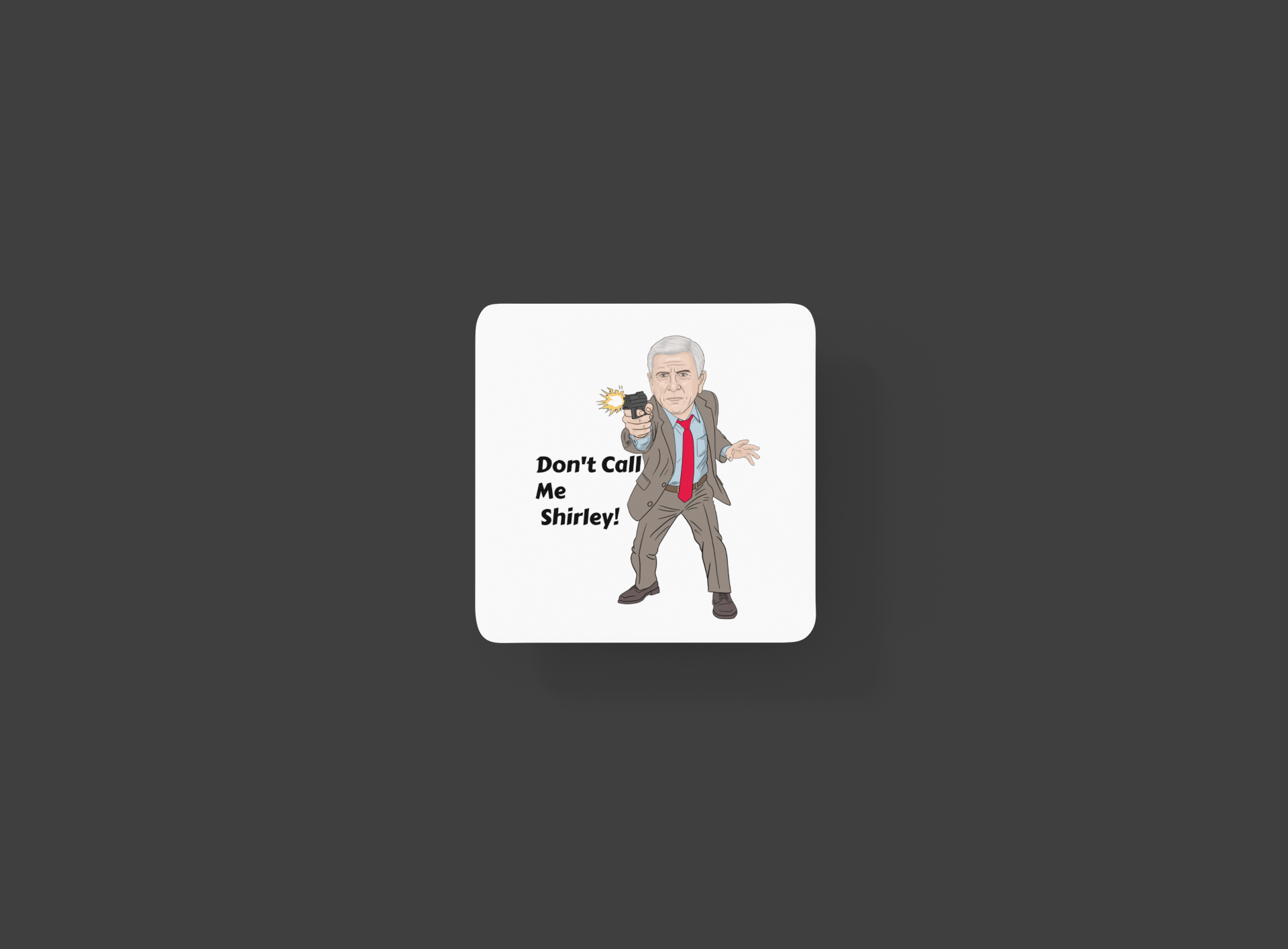 Naked Gun Coaster Leslie Nielsen Movie Theme Cartoon Graphic White Gift MDF