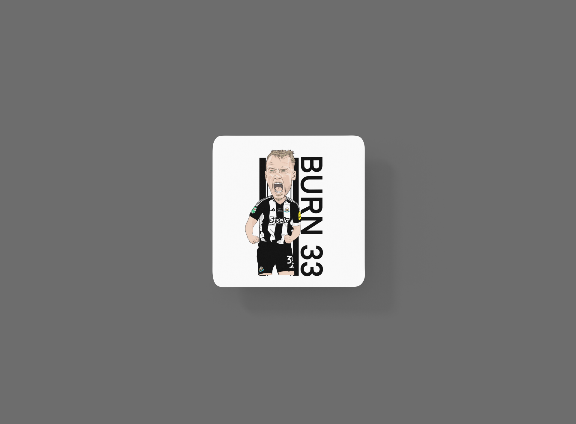 Dan Burn Newcastle United Coaster - Unofficial Football Cartoon Graphic Art MDF Coaster