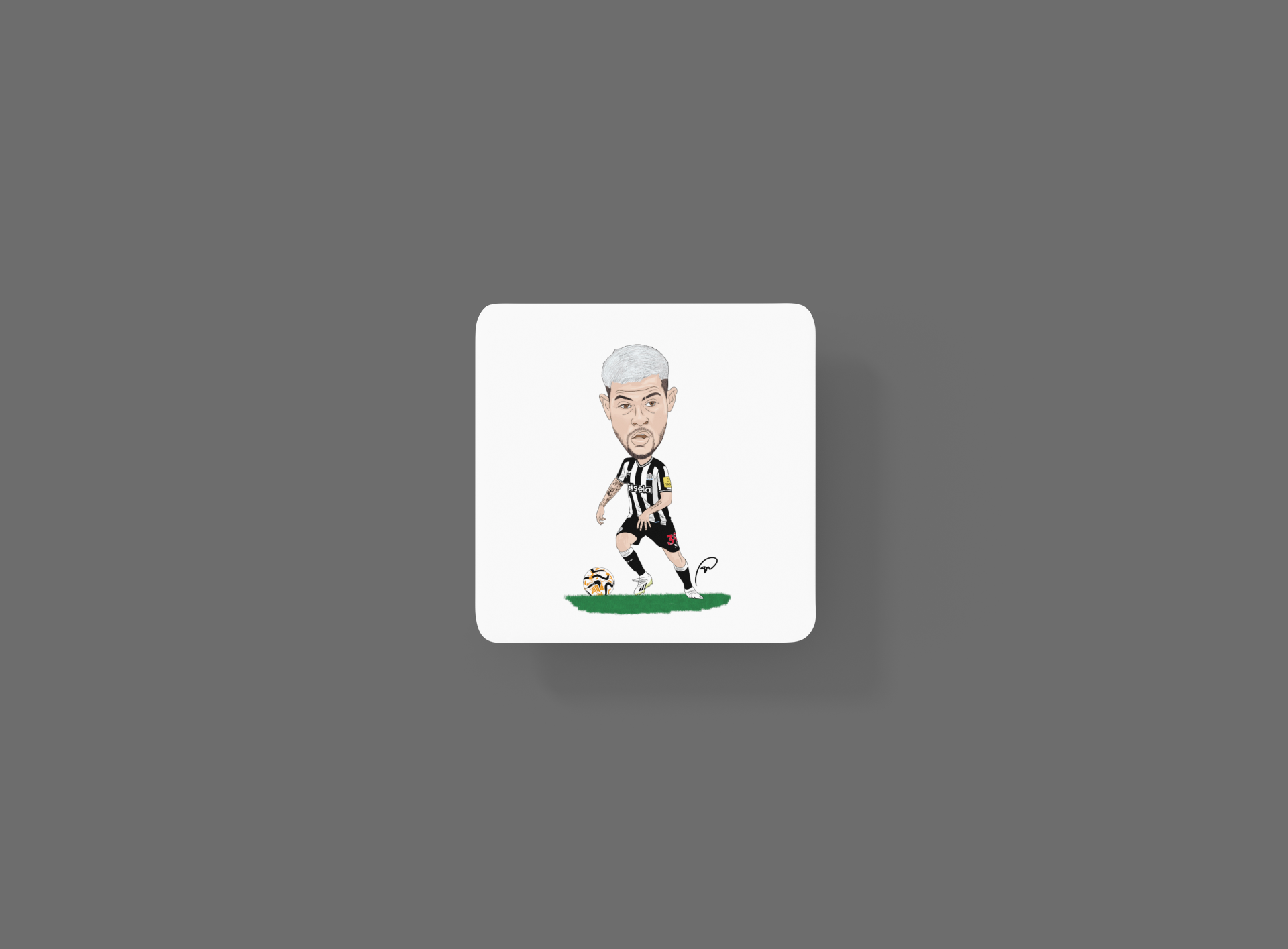 Bruno Guimarães Football Coaster - Newcastle United Unofficial Cartoon Graphic Art MDF Coaster