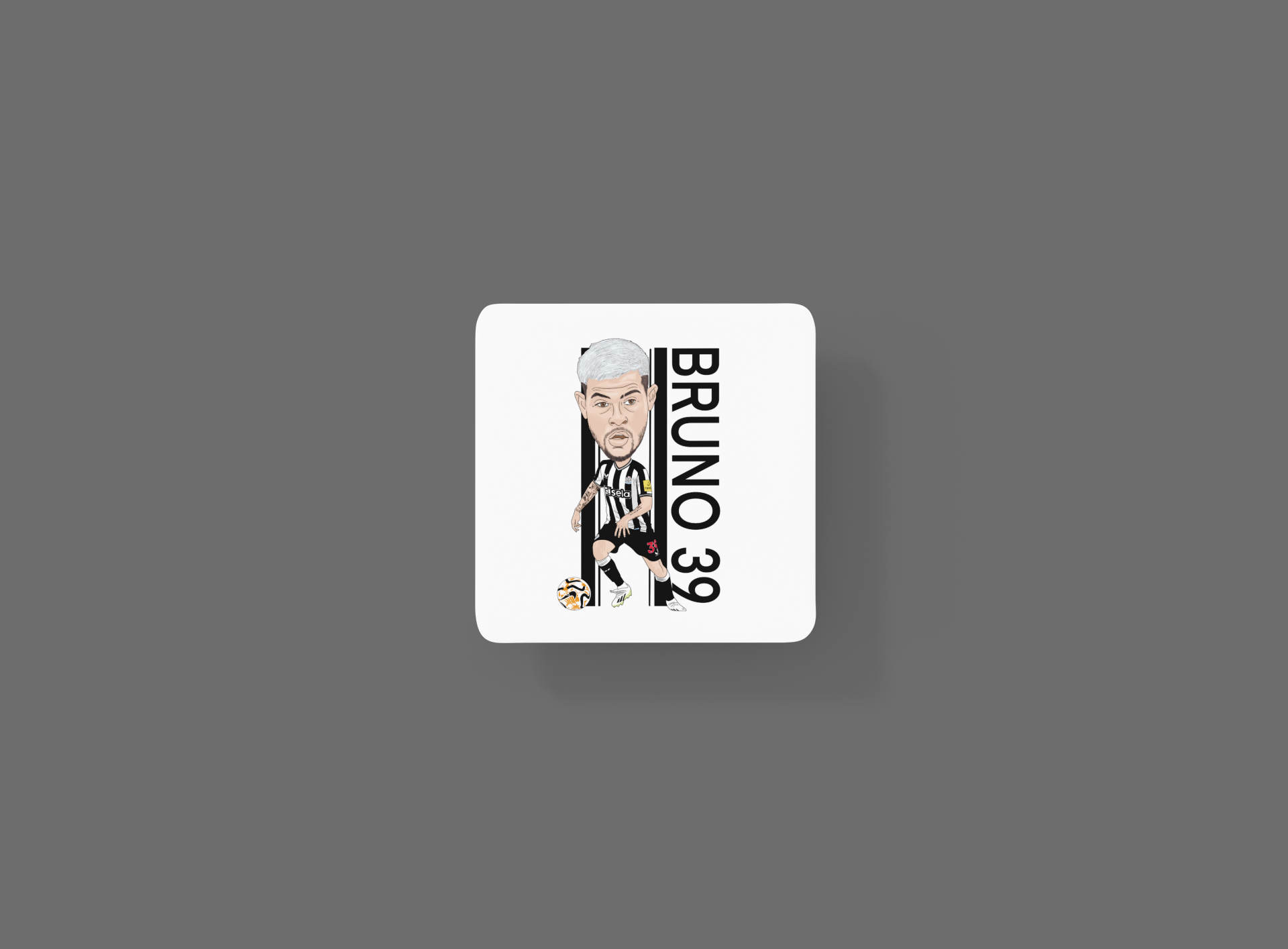 Bruno Guimarães Football Coaster - Newcastle United Unofficial Cartoon Graphic Art MDF Coaster