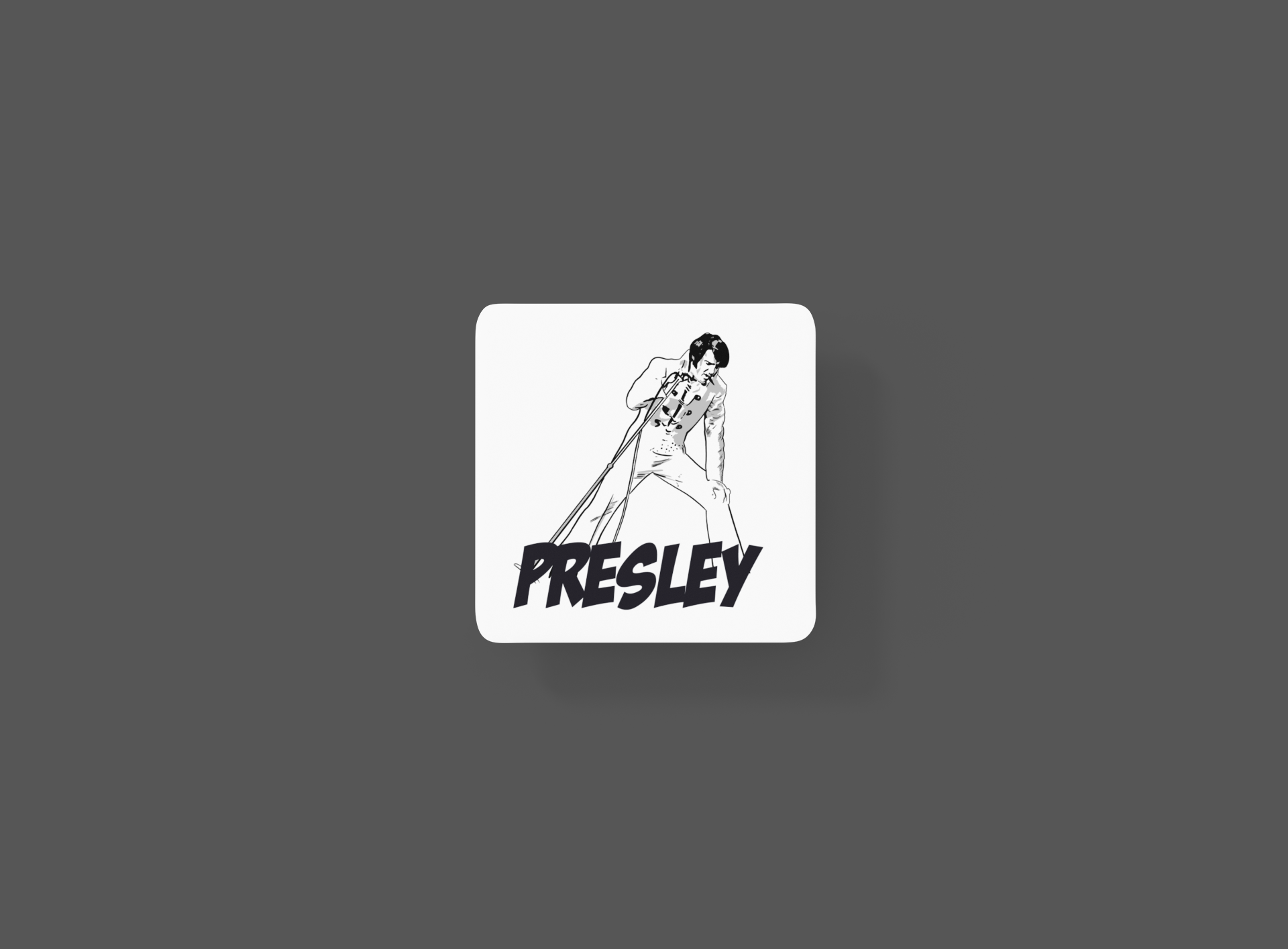 Elvis Presley Coaster - 1970 Vegas Theme Cartoon Fan Art Made MDF Coaster