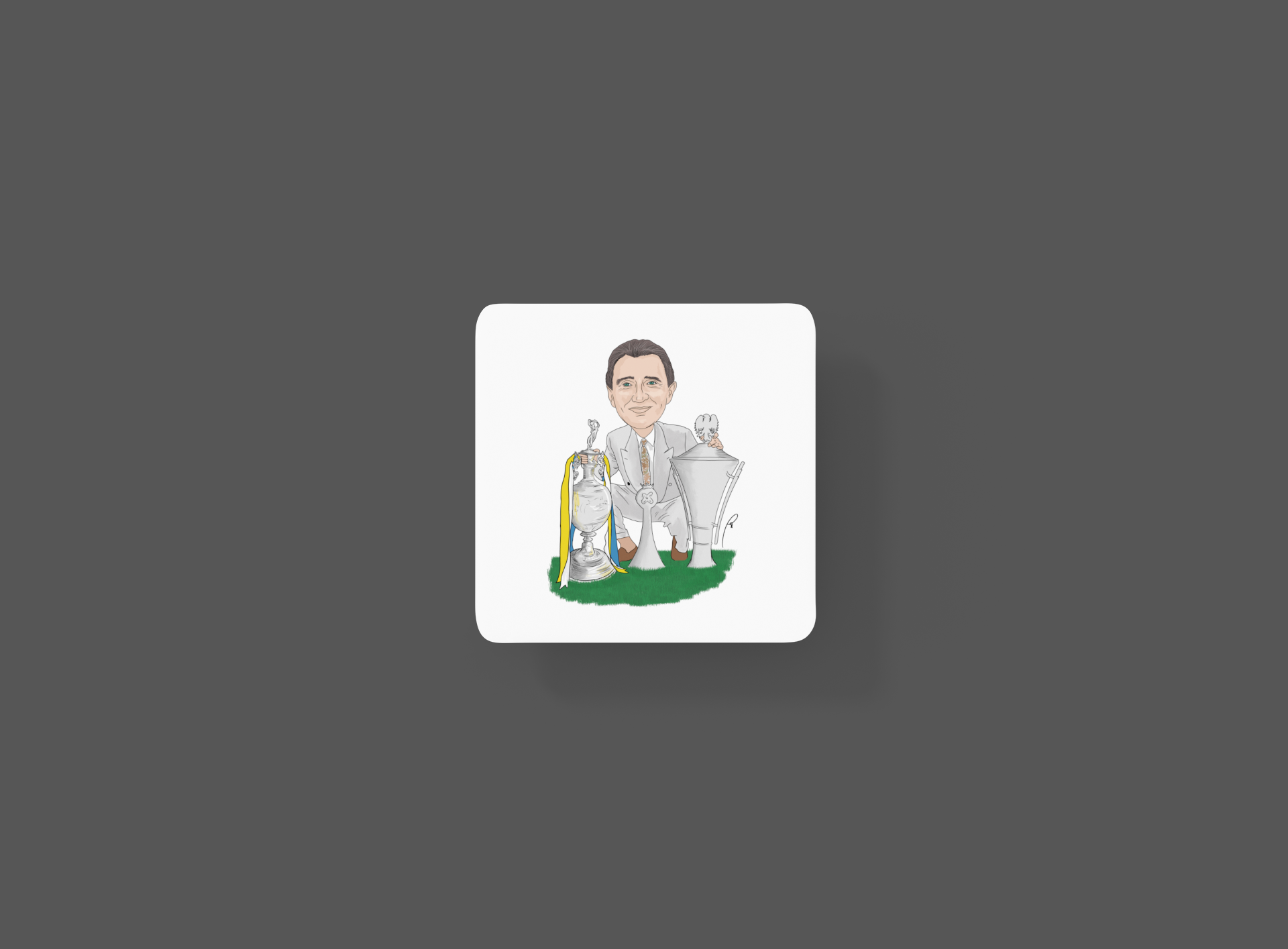 Howard Wilkinson Leeds United Coaster - Unofficial Football Cartoon Graphic Art MDF Coaster