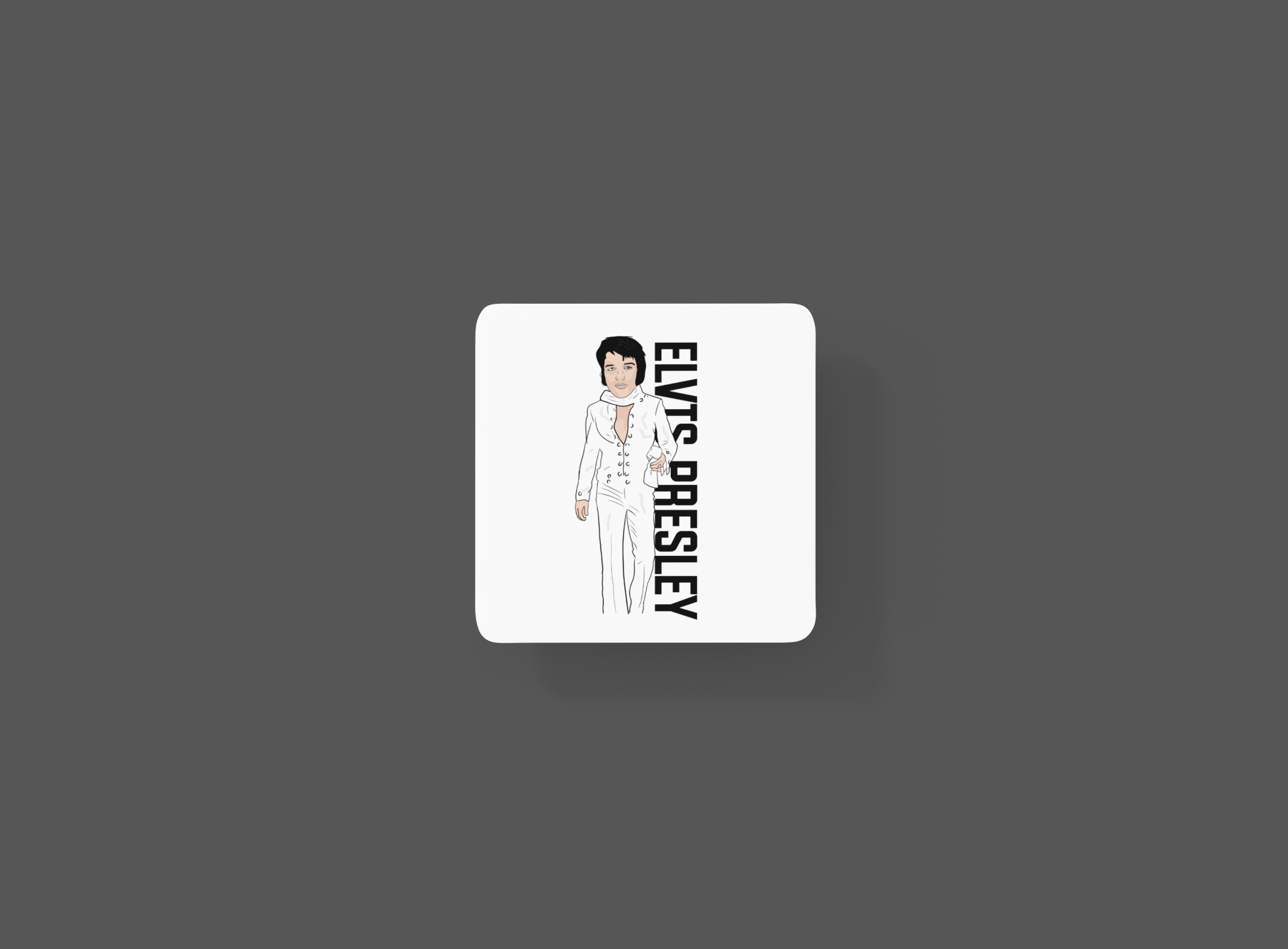 Elvis Presley Coaster - 1970 Vegas Theme Cartoon Fan Art Made MDF Coaster