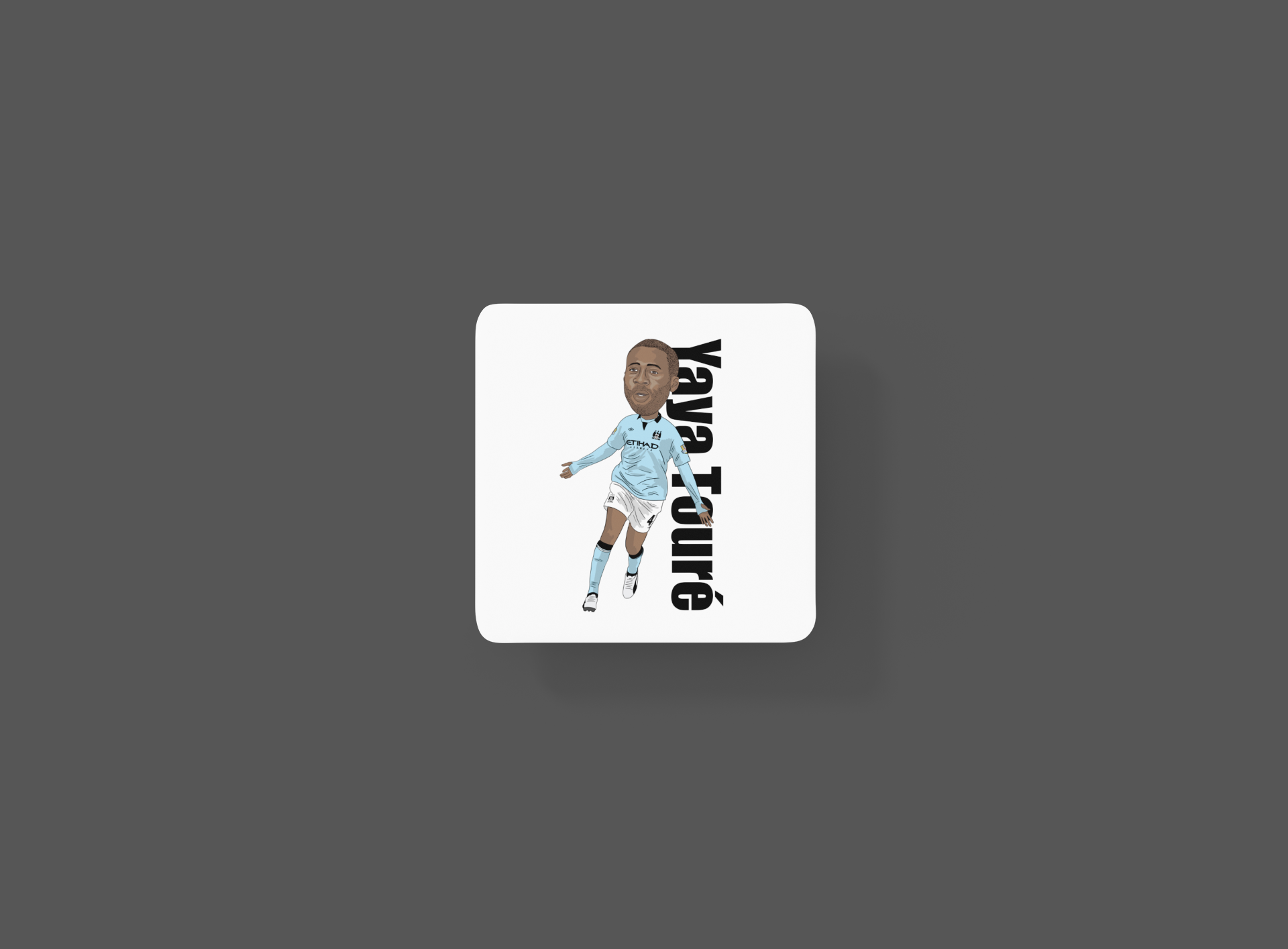 Yaya Touré Manchester City Football Cartoon Graphic MDF Coaster - Tcb Cartoon Printing