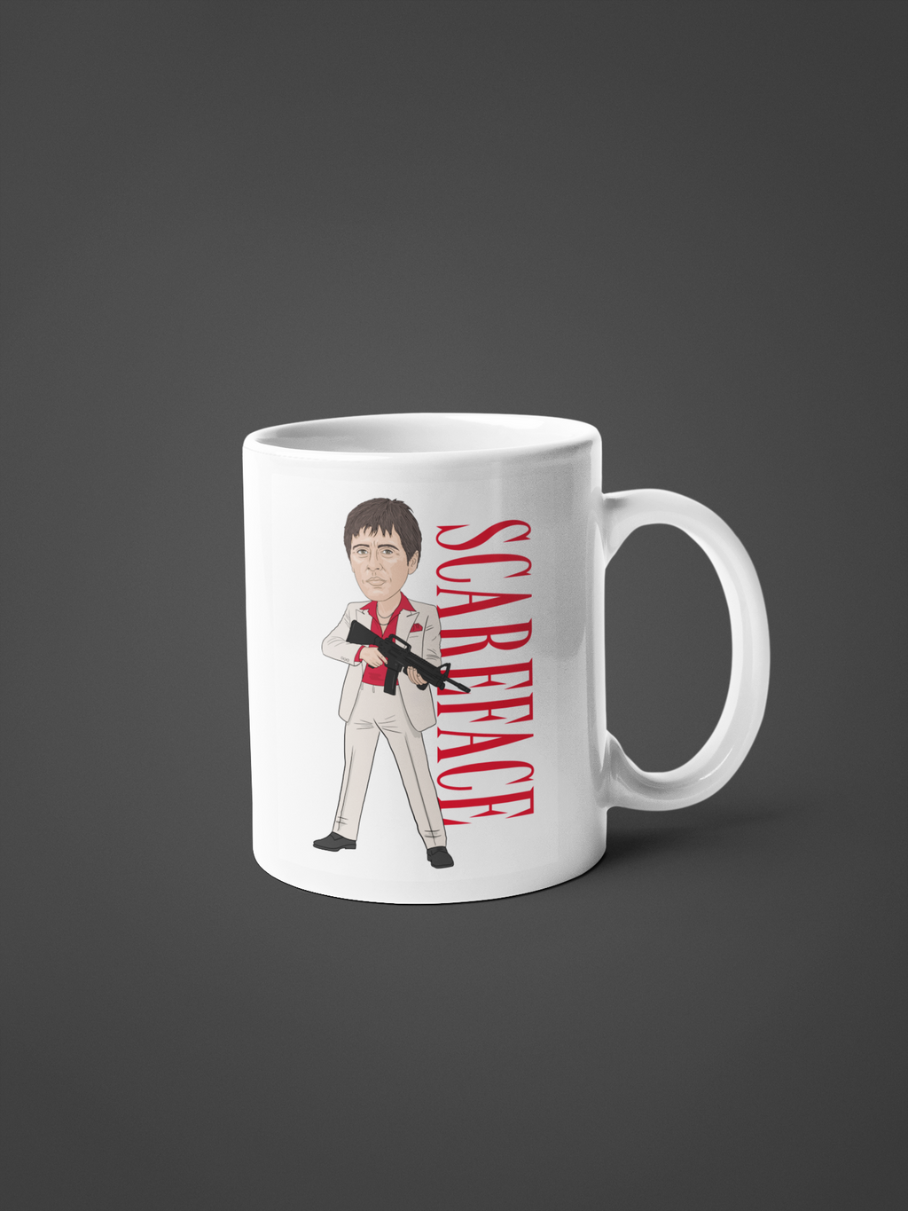 Scarface Movie Cartoon Graphic White Merchandise Gift Mug