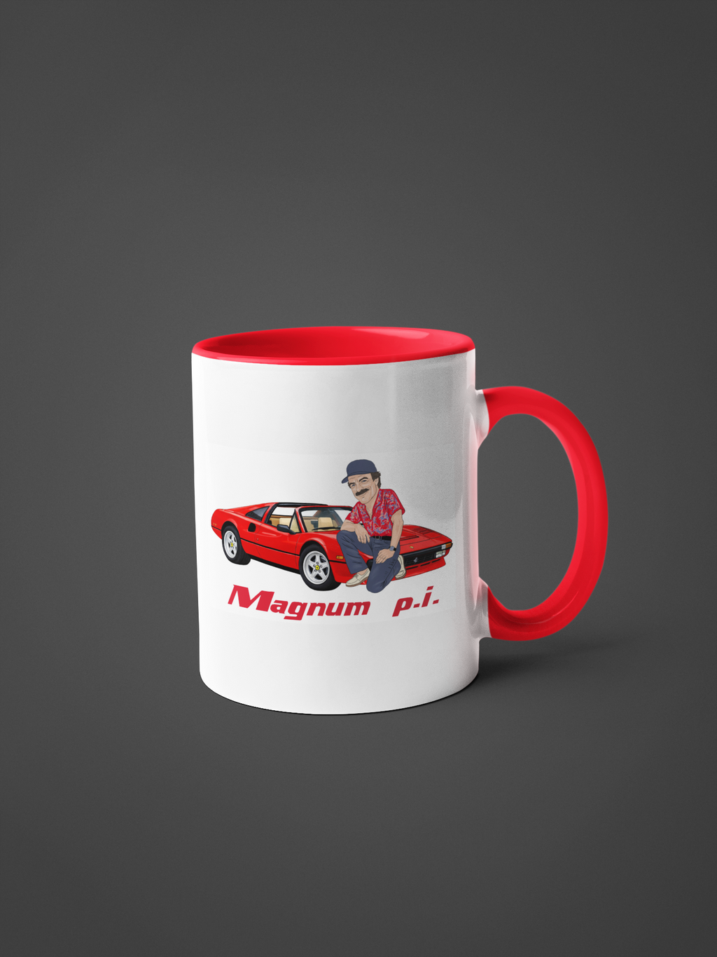Magnum PI Cartoon Mug - Unofficial TV Show White Tea & Coffee Gift Mug