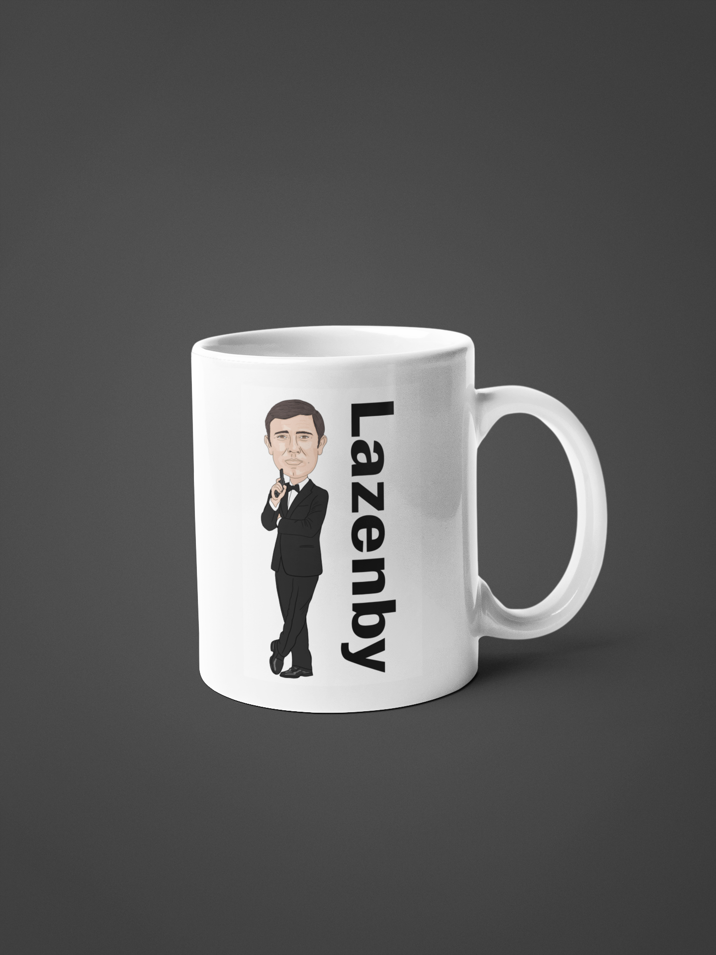 James Bond Cartoon Mug - George Lazenby Movie Theme Graphic Art Mug