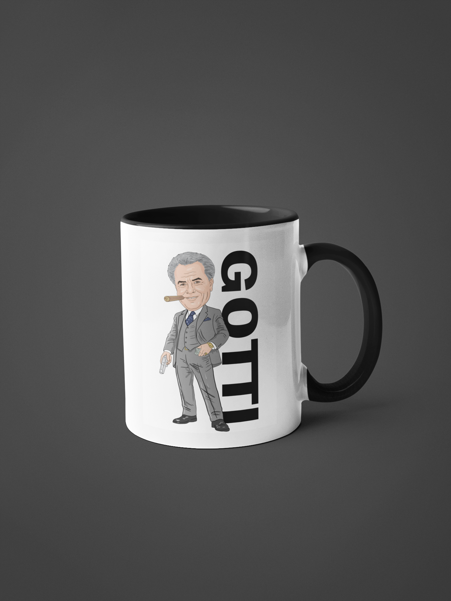 John Gotti Mug - The Teflon Don Unofficial TV Show Mafia Cartoon Graphic White Merchandise Gift