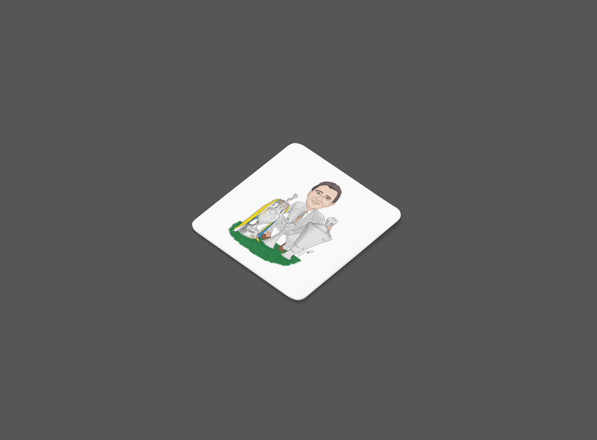 Howard Wilkinson Leeds United Coaster - Unofficial Football Cartoon Graphic Art MDF Coaster