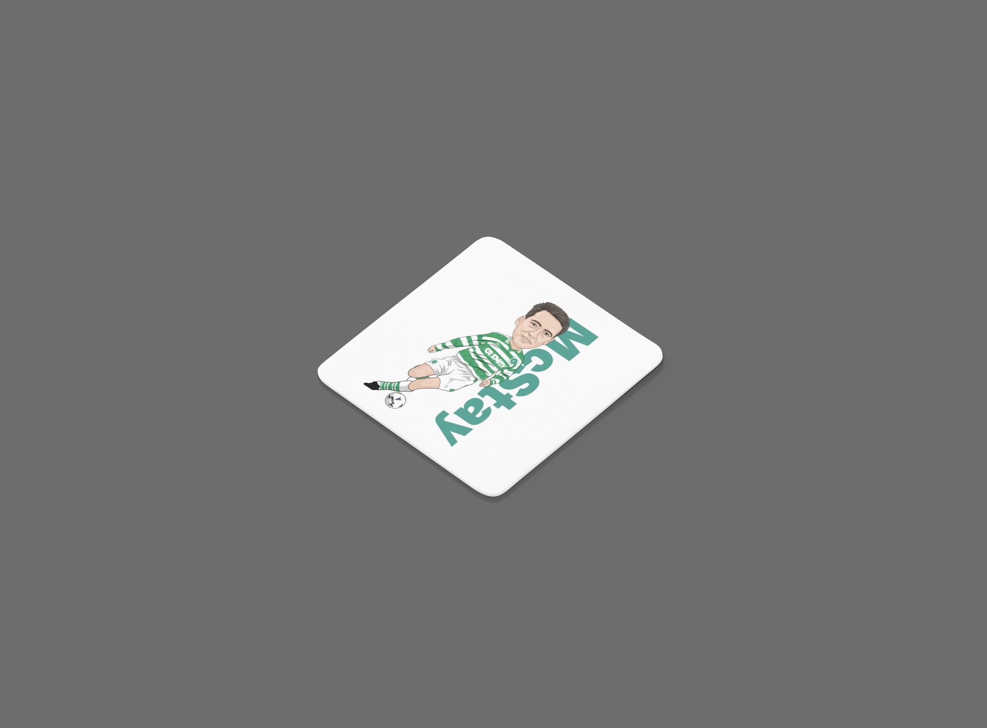 Paul McStay Celtic Football Cartoon Graphic MDF Coaster - Tcb Cartoon Printing