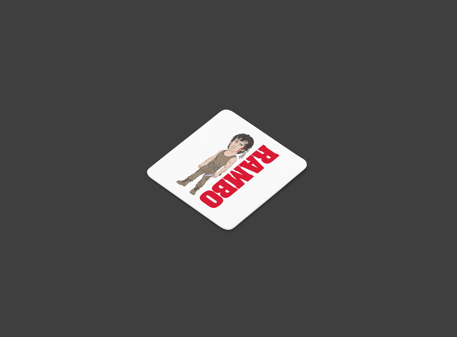 Rambo 80s Movie Coaster - Cartoon Graphic MDF Gift