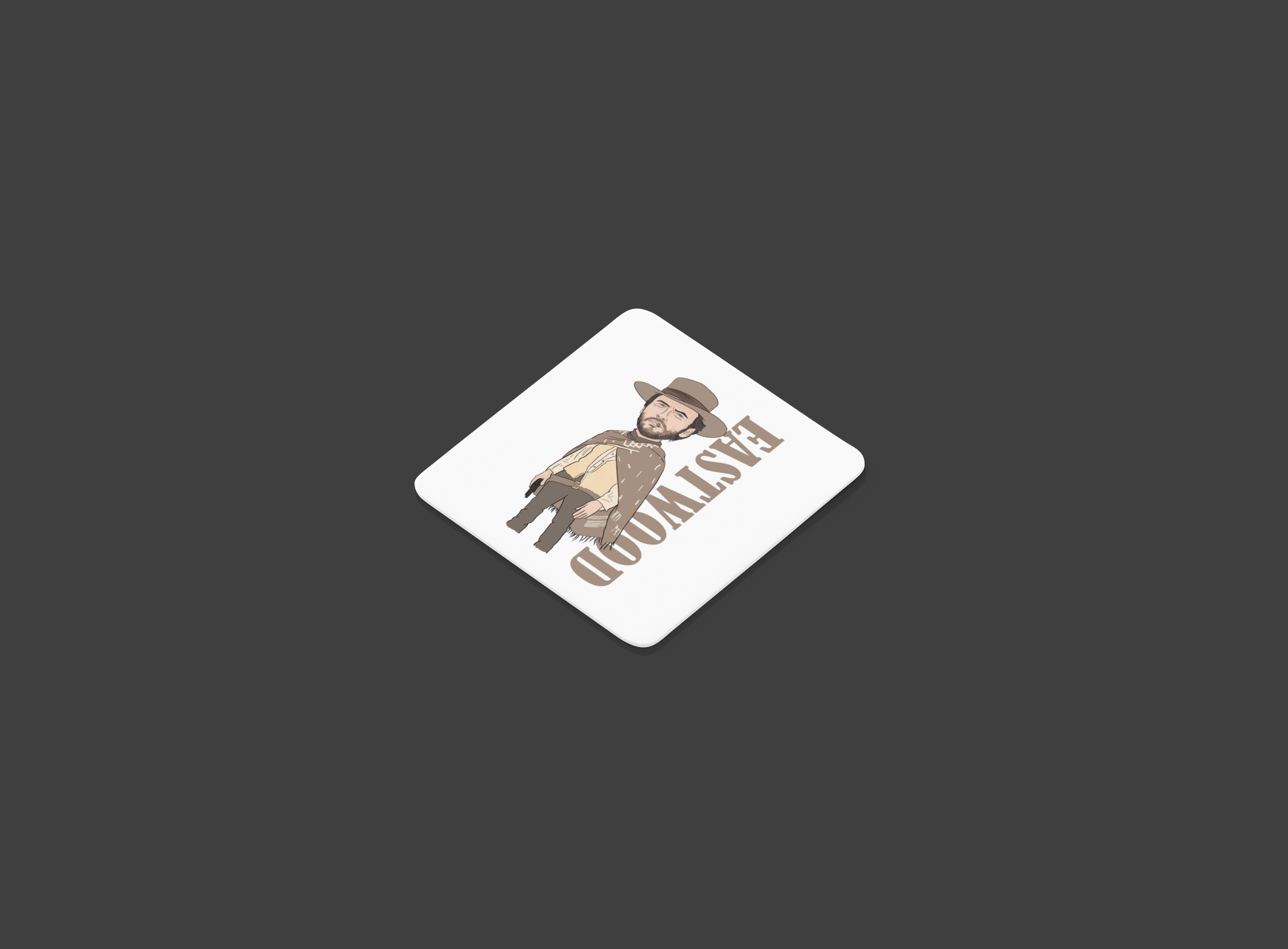 Clint Eastwood Coaster - Movie Theme Cartoon Graphic White Gift MDF Coaster