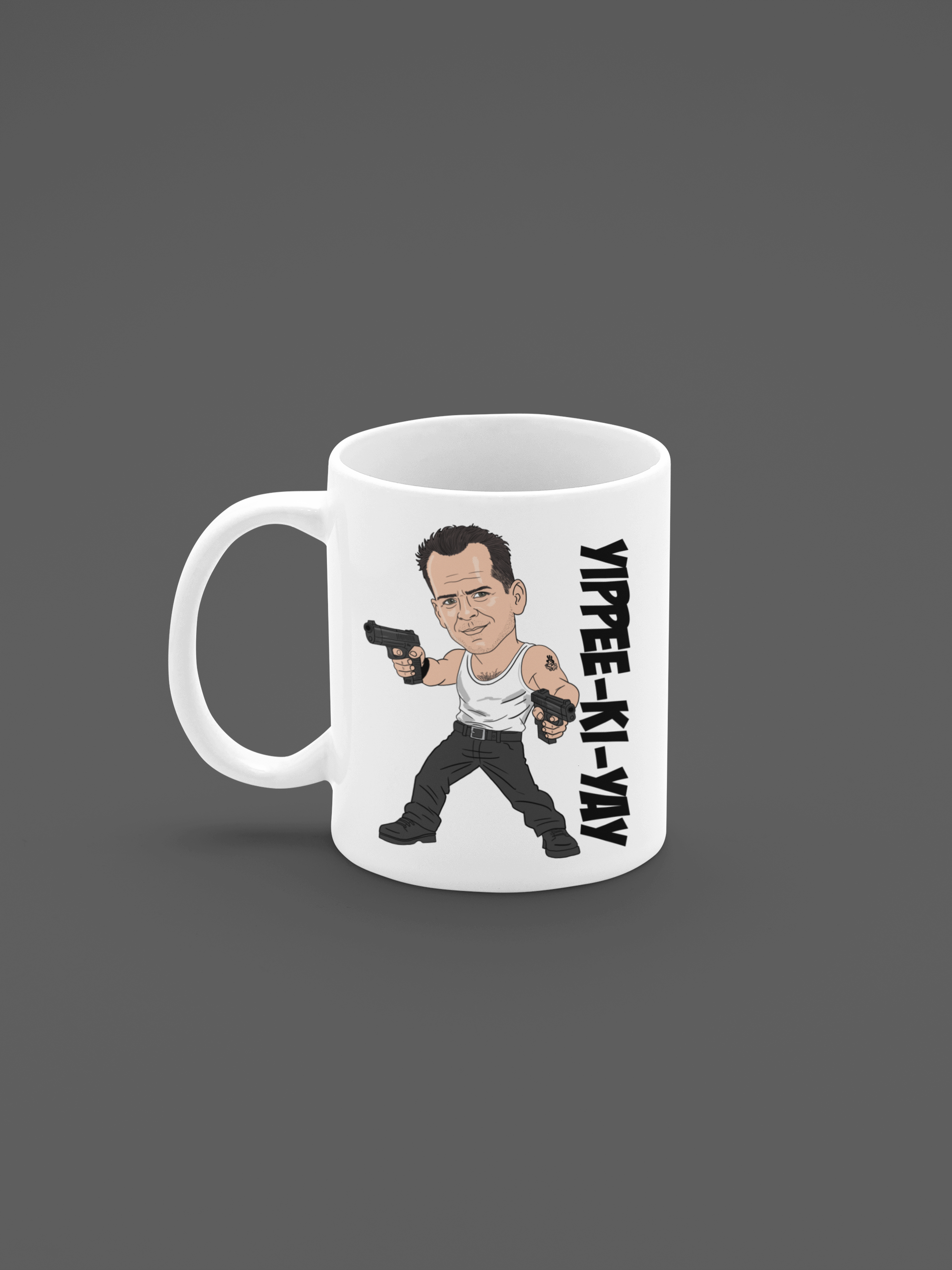 Die Hard Yippee-ki-yay 80s Movie theme Cartoon Graphic Tea , Coffee Gift Mug