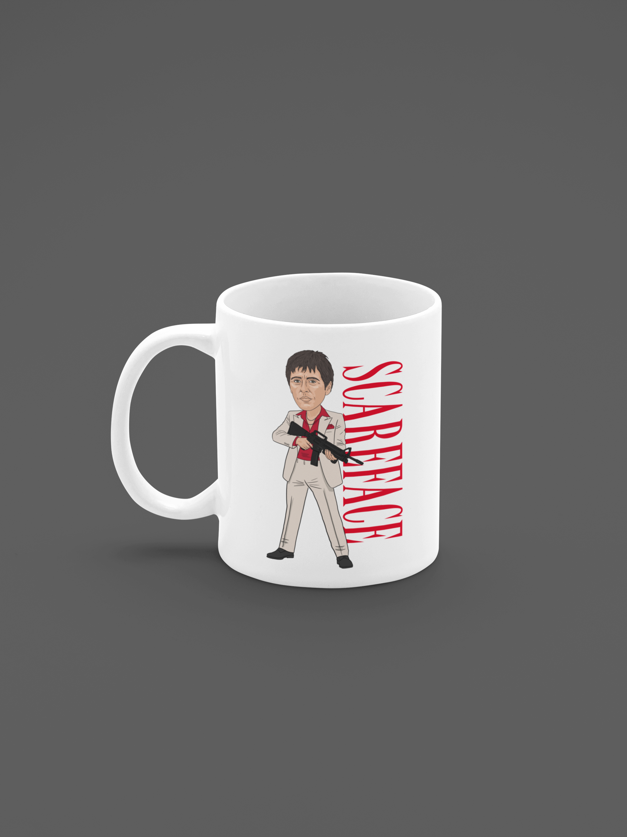 Scarface Movie Cartoon Graphic White Merchandise Gift Mug
