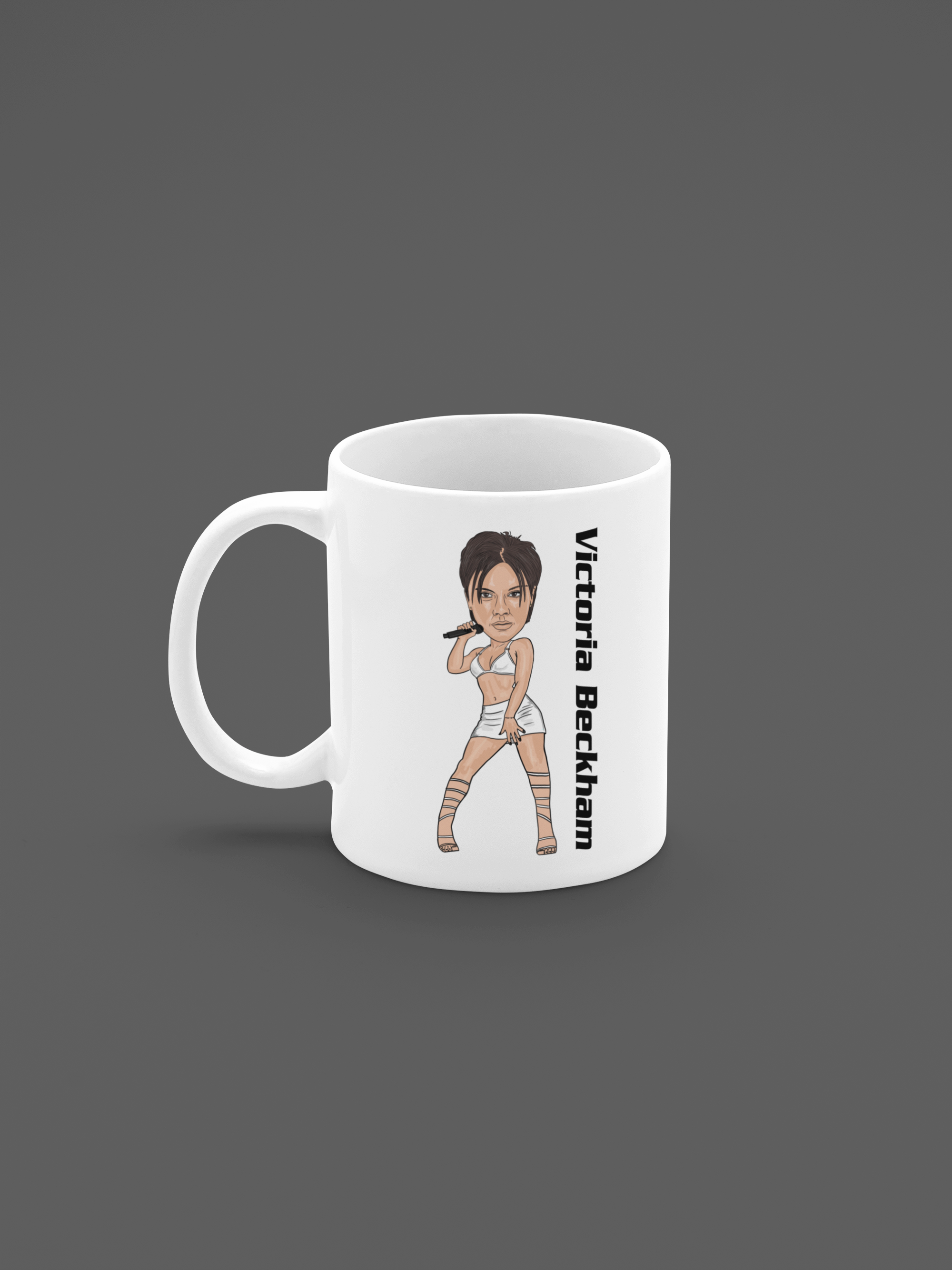 Victoria Beckham Spice Girls Mug - Perfect Cartoon Graphic Gift for Tea and Coffee Lovers