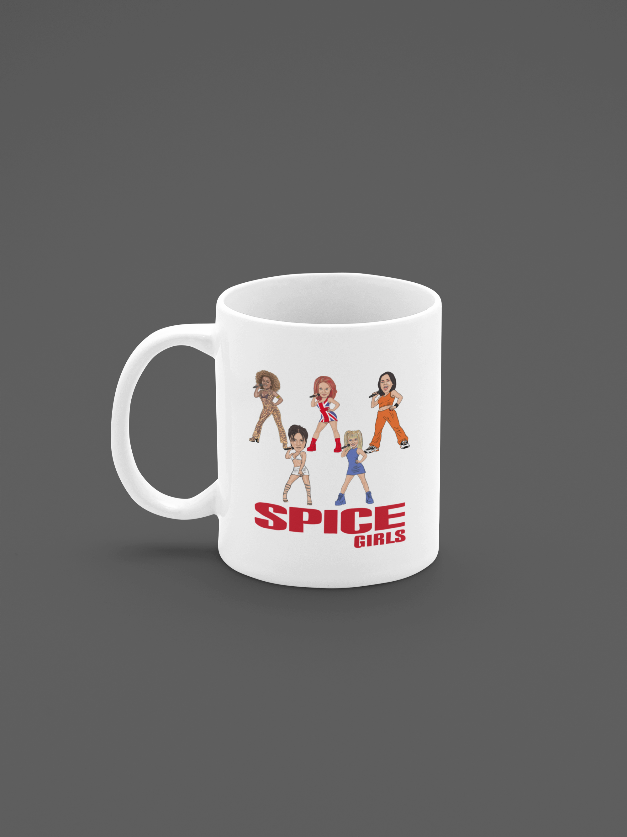 Spice Girls Graphic Mug - 90s Music Cartoon Gift for Tea and Coffee Lovers