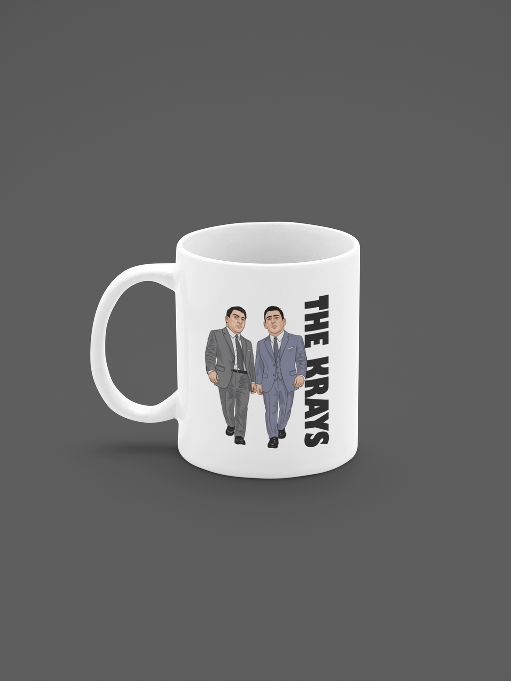The Krays Ronnie and Reggie Kray Unofficial TV Show Mafia Cartoon Graphic White Merchandise Gift