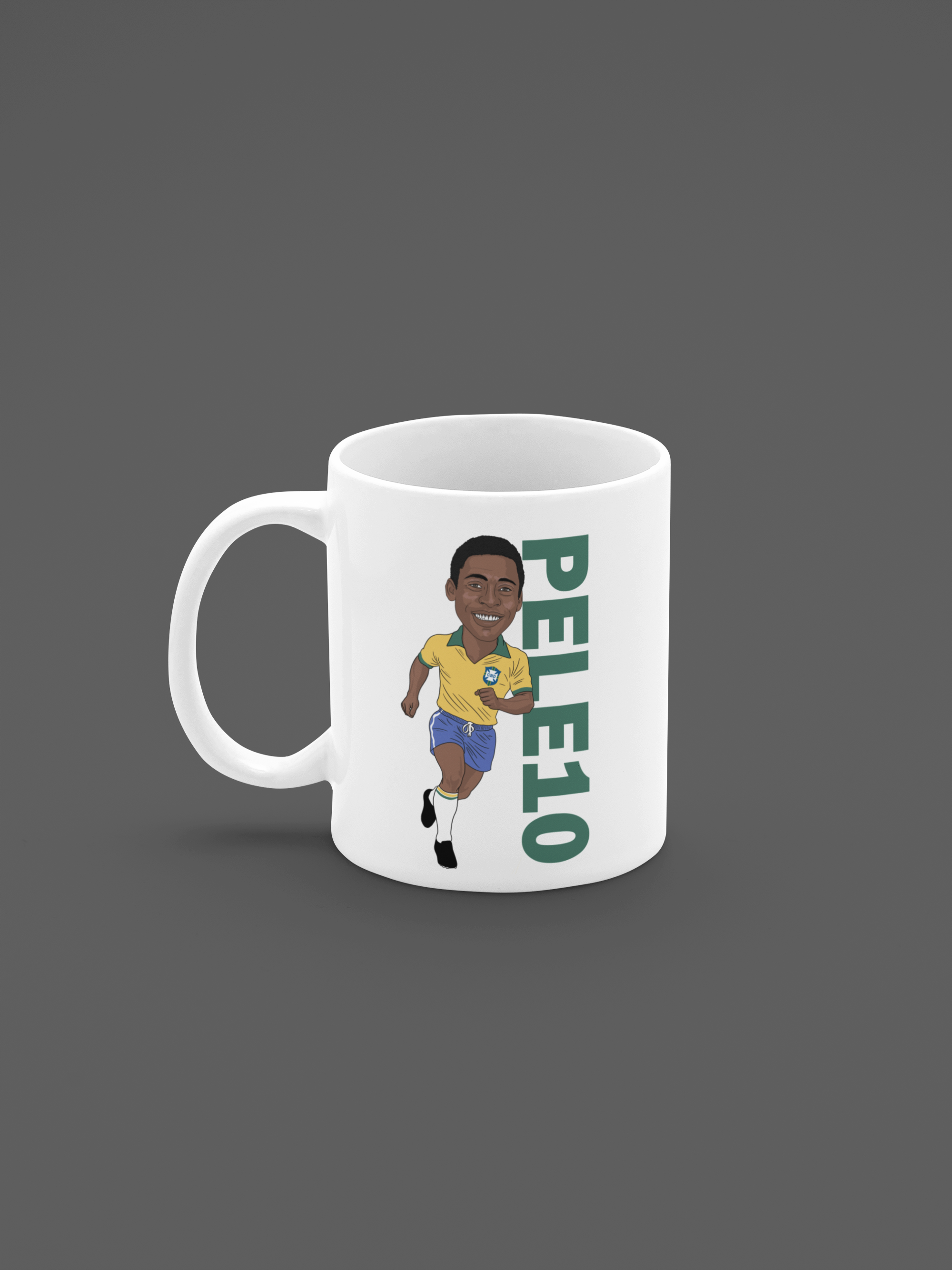 Pele Brazil Football Mug - Unofficial Cartoon Graphic Art Featuring Pele Football Mug