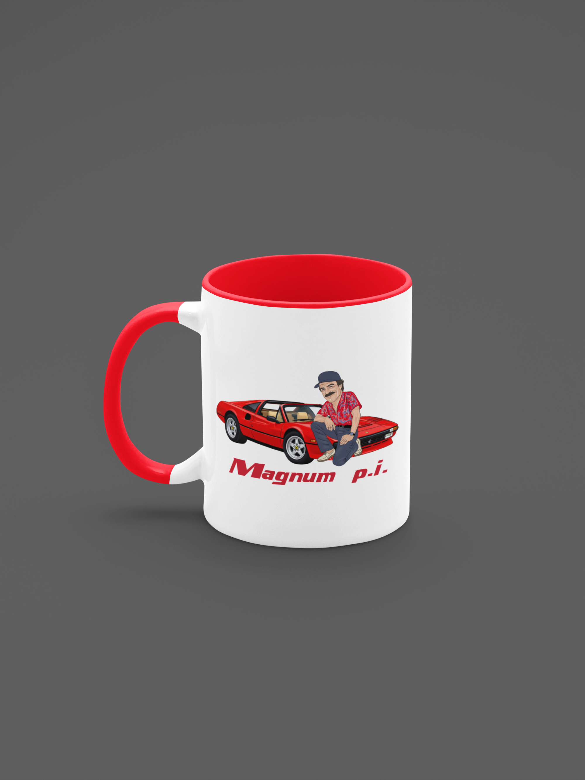 Magnum PI Cartoon Mug - Unofficial TV Show White Tea & Coffee Gift Mug